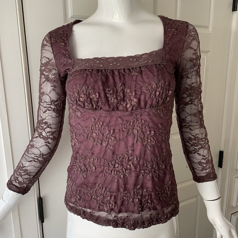 MCM Y2K Lace Overlay Milkmaid Mesh Fairy Top Whimsigoth Size Petite M